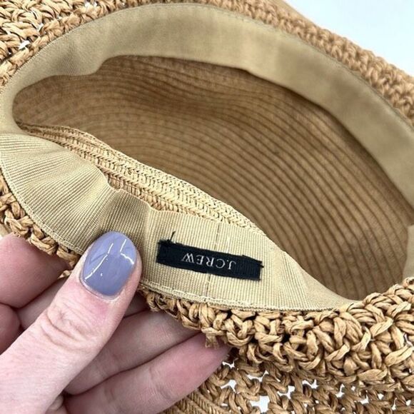 J. Crew Women's Straw Woven Textured Floppy‎ Sun Shade Hat Tan Size Medium - Picture 8 of 8